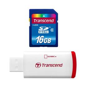 Transcend SDHC 16GB Class6 + USB reader (TS16GSDHC6-P2) modrá