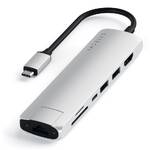 Hub USB Satechi USB-C Slim Multiport (1xHDMI 4K,2x USB 3.0, USB-C, Micro SD, SD, RJ45) (ST-UCSMA3S) Srebrny