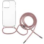 Obudowa dla telefonów komórkowych FIXED Pure Neck s růžovou šňůrkou na krk na Apple iPhone 13 Pro (FIXPUN-793-PI) przezroczysty