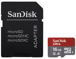 Karta pamięci SanDisk Micro SDHC Ultra Android 16GB UHS-I U1 (98R/10W) + adapter (SDSQUAR-016G-GN6MA) Czarny