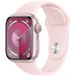 Inteligentny zegarek Apple Watch Series 9 GPS 41mm pouzdro z růžového hliníku - světle růžový sportovní řemínek - M/L (MR943QC/A)