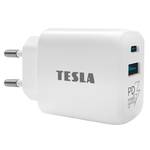 Ładowarka sieciowa Tesla Power Charger T220, 1×USB, 1× USB-C 25 W PD 3.0 (8595689802301) Biała