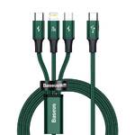 Kabel Baseus Rapid Series 3v1 USB-C (USB-C/Lightning/USB-C) PD 20W 1,5m (CAMLT-SC06) Zielony