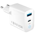 Ładowarka sieciowa Forever GaN TC-06-33AC PD QC 1x USB-C, 1x USB, 33W (GSM171395) Biała