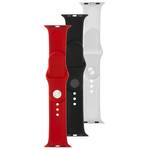 Zestaw pasków FIXED Silicone Strap na Apple Watch 38/40/41mm (FIXSST-436-3SET4) Czarny/Biały/Czerwony