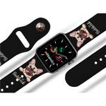 Pasek wymienny Mi-Band na Apple Watch 38/40/41 mm - motiv Buldoček na černé, černý (F72-AW38-BLK-ORIG)