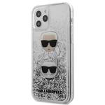Obudowa dla telefonów komórkowych Karl Lagerfeld Liquid Glitter 2 Heads na Apple iPhone 12/12 Pro (KLHCP12MKCGLSL) Srebrny