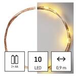 Christmas Lights EMOS 10 LED nano řetěz měděný, 0,9 m, 2x AA, vnitřní, teplá bílá, časovač (D3AW06)