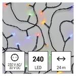 Christmas Lights EMOS 240 LED řetěz, 24 m, venkovní i vnitřní, multicolor, časovač (D4AM05)