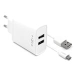 Ładowarka sieciowa FIXED 2xUSB, 15W Smart Rapid Charge + Micro USB kabel 1m (FIXC15-2UM-WH) Biała