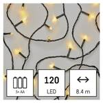 Christmas Lights EMOS 120 LED řetěz, 8,4 m, 3x AA, venkovní i vnitřní, teplá bílá, časovač (D4FW03)