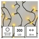 Christmas Lights EMOS 300 LED cherry řetěz - kuličky, 30 m, venkovní i vnitřní, teplá bílá, časovač (D5AW04)