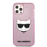 Obudowa dla telefonów komórkowych Karl Lagerfeld Choupette Head Glitter na Apple iPhone 12/12 Pro (KLHCP12MCHTUGLP) Różowy 
