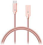 Kabel Connect IT Wirez Steel Knight USB/USB-C, ocelový, opletený, 1m (CCA-5010-RG) Różowy /Złoty