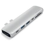 Hub USB Satechi USB-C PRO Hub (HDMI 4K, PassThroughCharging, 2x USB 3.0, 2xSD, ThunderBolt 3) (ST-CMBPS) Srebrny