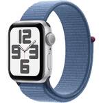 Inteligentny zegarek Apple Watch SE 2023 GPS 44mm pouzdro ze stříbrného hliníku - ledově modrý provlékací sportovní řemínek (MREF3QC/A)