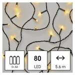 Christmas Lights EMOS 80 LED řetěz, 5,6 m, 3x AA, venkovní i vnitřní, teplá bílá, časovač (D4FW02)