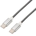 Kabel GoGEN USB-C / USB-C, 1m, opletený, zkumavka (USBCC100MM24T) Srebrny