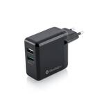 Ładowarka sieciowa GoGEN ACHQ 203, 2x USB, 2,4A s funkcí rychlonabíjení QC 3.0 Czarna