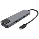 Hub USB WG USB-C/HDMI, RJ45, 2x USB 3.0, USB-C (8554) Srebrny
