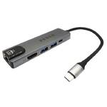 Hub USB Tesla Device MP80 5v1, USB-C/2x USB 3.0, USB-C, RJ45, HDMI Srebrny