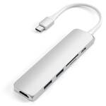 Hub USB Satechi USB-C Slim Multimedia Adapter V2 (2x USB 3.0, USB-C, HDMI, Micro SD, SD) (ST-SCMA2S) Srebrna