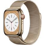 Inteligentny zegarek Apple Watch Series 8 GPS + Cellular 45mm pouzdro ze zlaté nerezové oceli - zlatý milánský tah (MNKQ3CS/A)