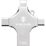 Pendrive, pamięć USB Viking 16GB, USB/USB-C/Micro USB/Lightning (VUF16GBS) Srebrny