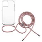 Obudowa dla telefonów komórkowych FIXED Pure Neck s růžovou šňůrkou na krk na Apple iPhone 13 mini (FIXPUN-724-PI) przezroczysty