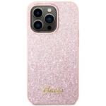 Obudowa dla telefonów komórkowych Guess Glitter Flakes Metal Logo na Apple iPhone 14 Pro (GUHCP14LHGGSHP) Różowy 