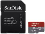 Karta pamięci SanDisk Micro SDXC Ultra Android 128GB UHS-I U1 (100R/10W) + adapter (SDSQUAR-128G-GN6MA) Czarna