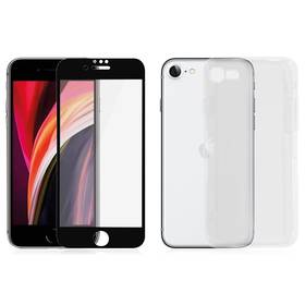 Szkło ochronne PanzerGlass Edge-to-Edge na Apple iPhone 6/6s/7/8/SE (2020) + kryt na mobil Clear Case (B2679) Czarne