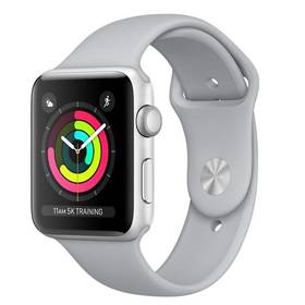 Chytré hodinky Apple Watch Series 3 GPS 38mm pouzdro ze stříbrného hliníku - mlhově šedý sportovní řemínek (MQKU2CN/A)
