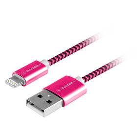 Kábel GoGEN USB / lightning, 1m, opletený (LIGHTN100MM25) fialový