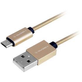 GoGEN USB / micro USB, 1m, ocelový, opletený (MICUSB100MM21) zlatý
