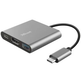 Trust Dalyx 3v1 USB-C/USB, HDMI, USB-C PD 100W (23772) sivý