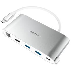 Hama Multiport, 8 připojení, 3x USB-A, 2x USB-C, VGA, HDMI, LAN (200111)