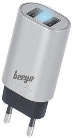 Ładowarka sieciowa Beeyo 2x USB, 3,4A (ATCUSB34BEE2xSI) Srebrny