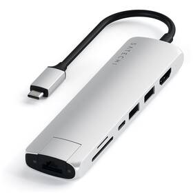 Satechi USB-C Slim Multiport (1xHDMI 4K,2x USB 3.0, USB-C, Micro SD, SD, RJ45) (ST-UCSMA3S) stříbrný