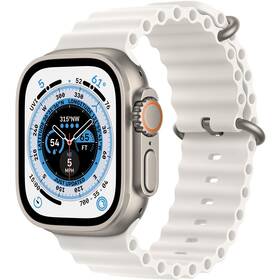 Apple Watch Ultra GPS + Cellular, 49mm titánové puzdro - biely oceánsky remienok (MNHF3CS/A)