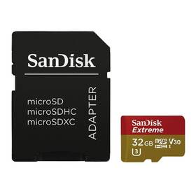 Paměťová karta SanDisk Micro SDHC Extreme AC 32GB UHS-I U3 (90R/45W) + adapter (SDSQXVF-032G-GN6AA)