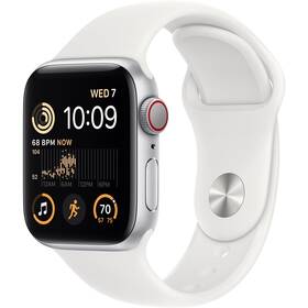Apple Watch SE 2022 GPS + Cellular 40mm puzdro zo strieborného hliníka - biely športový remienok (MNPP3CS/A)