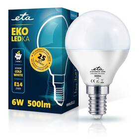ETA EKO LEDka mini globe 6W, E14, studená biela (P45W6CW)