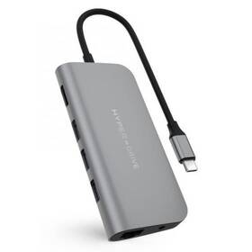HyperDrive pro iPad Pro, MacBook Pro/Air USB-C/HDMI, 3x USB 3.0, RJ45, USB-C, SD, Micro SD, 3,5mm jack (HY-HD30F-GRAY) šedý