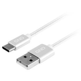 GND USB / USB-C, 1m, opletený (USBAC100MM05) strieborný