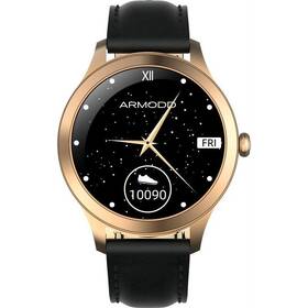 ARMODD Candywatch Premium 2 zlatá s černým koženým řemínkem (9029) (lehce opotřebené 8801387096)