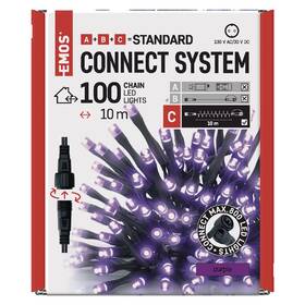 EMOS 100 LED Standard, 10 m, venkovní i vnitřní, fialová, časovač (D1AF01) (lehce opotřebené 8801841025)