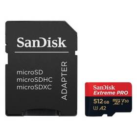 Paměťová karta SanDisk Micro SDXC Extreme Pro 512GB UHS-I U3 (170/90W) + adaptér (SDSQXCZ-512G-GN6MA)