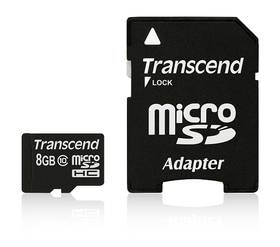 Transcend MicroSDHC 8GB Class10 + adapter (TS8GUSDHC10)