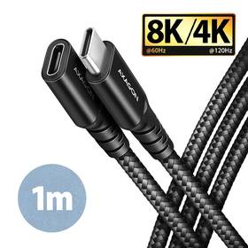 Kabel Axagon prodlužovací kabel USB-C samec / USB-C samice, 1m, PD 240W, 8K HD, pletený (BUCM32-CF10AB) Czarny